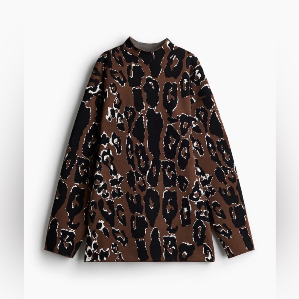 Jacquard knit mock turtle neck sweater - Picture 6 of 9